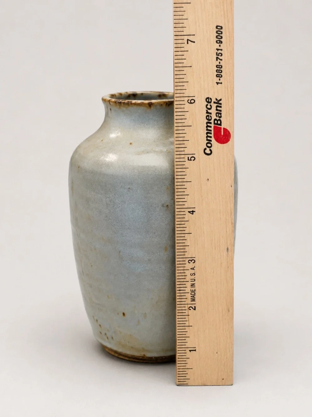Studio Pottery Vase Blue Gray Speckled Glaze Rustic Artisan Stoneware
